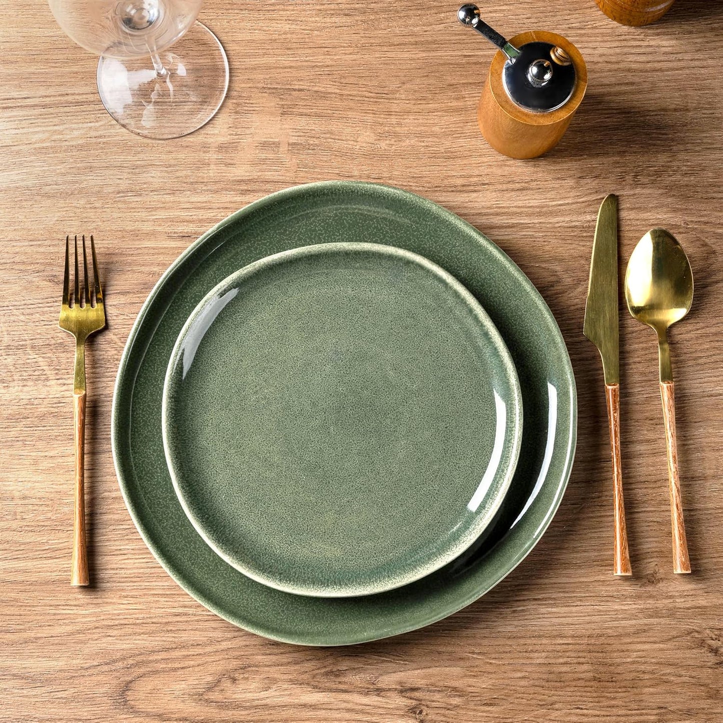 AmorArc 8.5" Ceramic Plates Set of 6 | Handmade Stoneware with Reactive Glaze for Dessert, Salad, Appetizer & Dinner | Microwave/Dishwasher Safe, Scratch Resistant