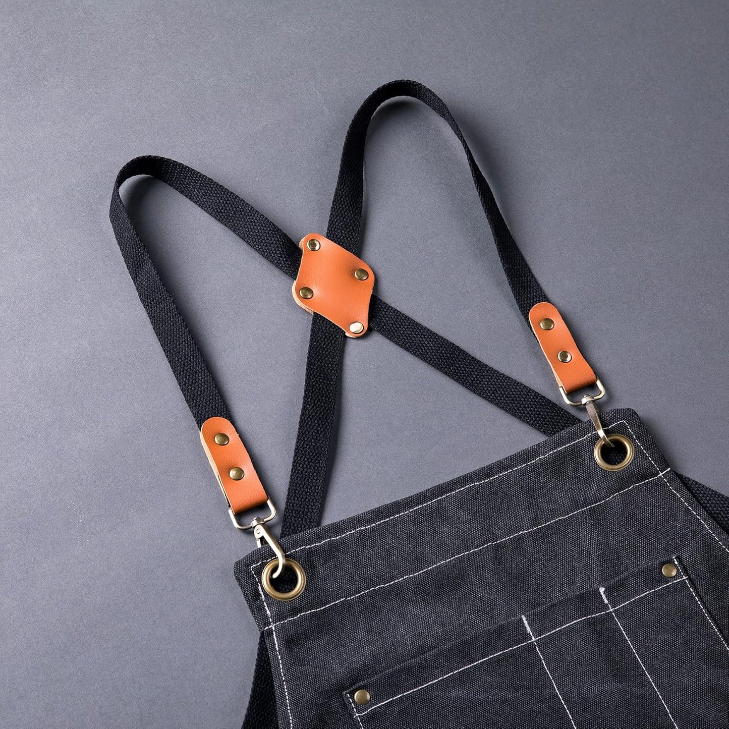 Canvas Aprons for Men Chef Apron, Work Apron with Large Pockets - 16oz Heavy Duty Cross Back, BBQ, Cooking