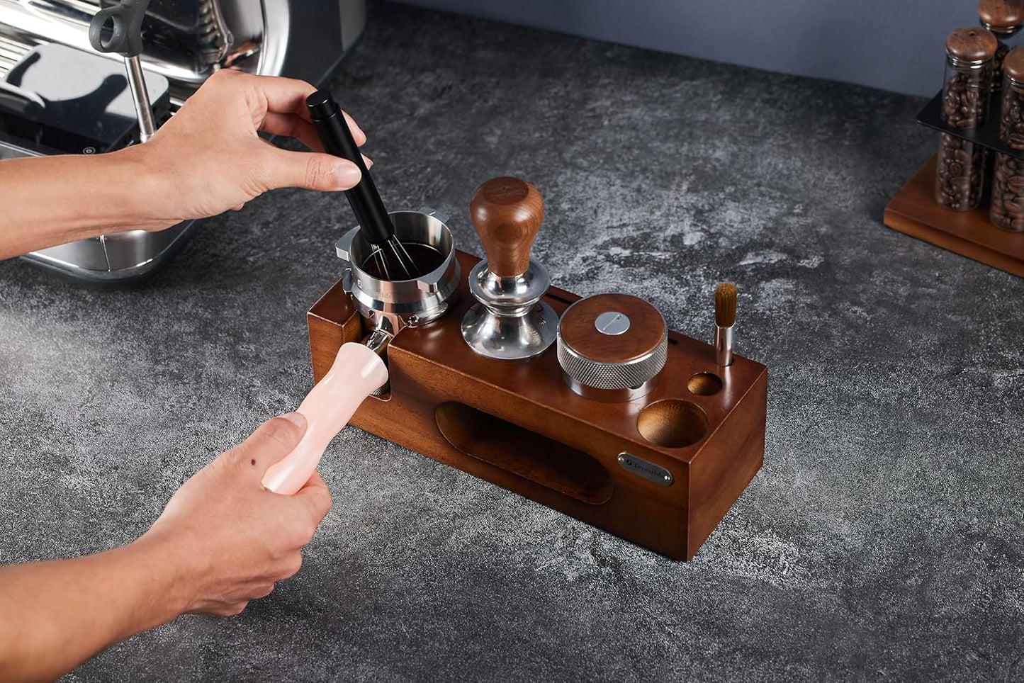 54mm bottomless portafilter for Breville Barista Express(BES870) Pro Touch Bambino Infuser Duo Temp Espresso Accessories Includes Naked Basket Stainless Steel resin pink