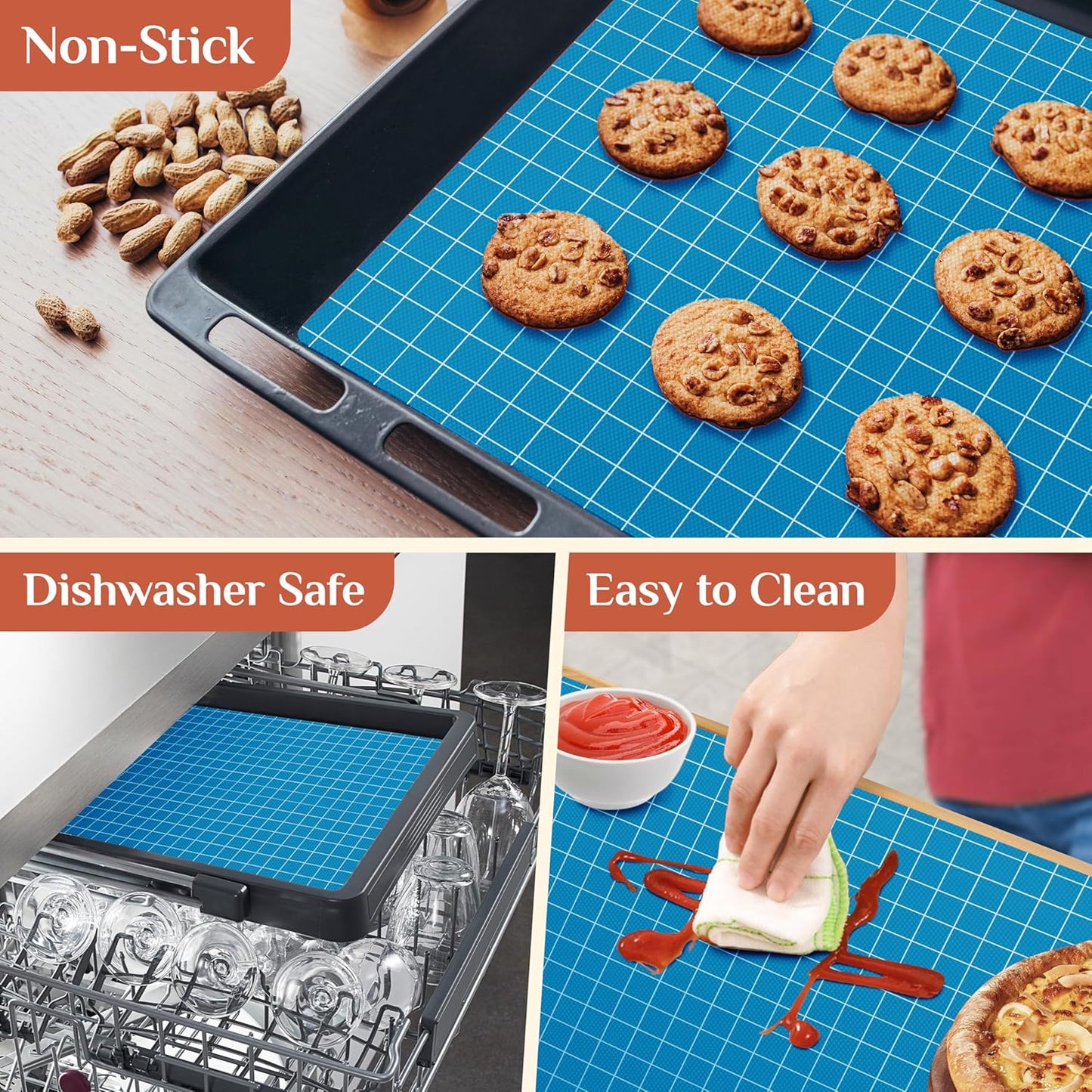 Silicone Baking Mat, 12 IN x 6 FT Free Cutting Baking Sheet, Non-Stick Reusable Dough & Pastry Mat, Non-Slip Silicone Mat Roll for Air Fryer Liner, Freeze Dryer, Oven Baking Pan, Kitchen Counter