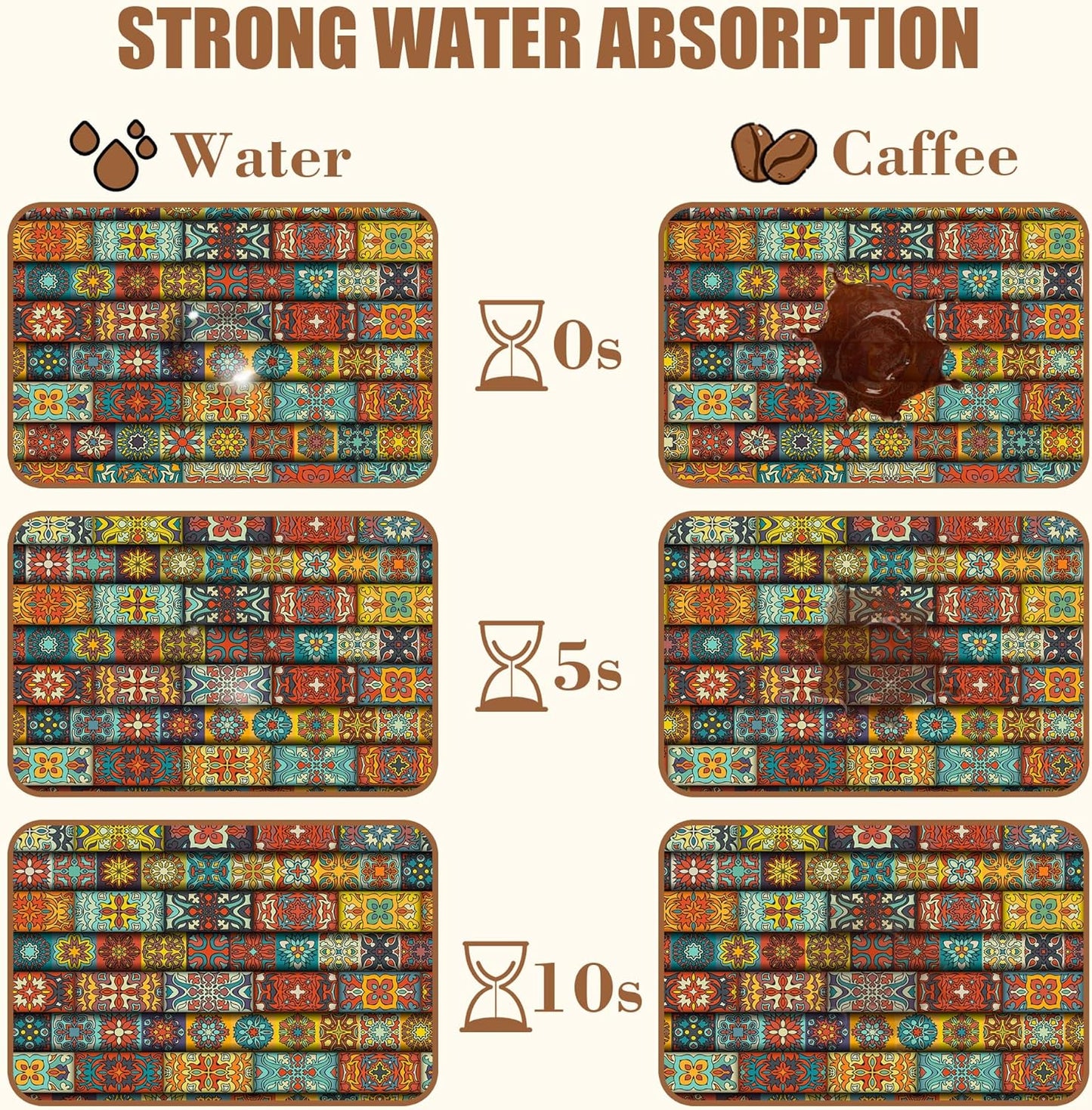 Boho Dish Drying Mat Colorful Mandala Flower Coffee Bar Mat for Countertop Absorbent Rubber Backed Hide Stain Dish Drainer Rack Pad Coffee Maker Espresso Machine Cafe Table Decor 15.7 x 23.6 Inch