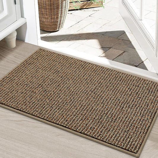 BEQHAUSE Dirt Trapper Door Mat 24" x 36", Non-Slip Washable Doormats Entrance Mat, Dirt Resistant and Absorbent Welcome Mat, Low Profile Floor Mats for Front Back Door and Entryway, Beige
