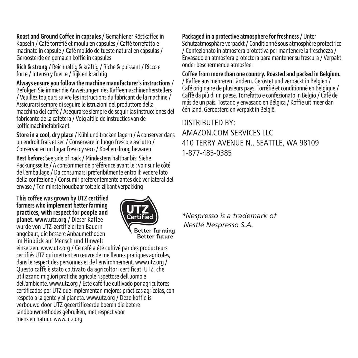 Amazon Brand - Solimo Ristretto Capsules, Dark Roast, Compatible with Original Brewers, Pack of 1x50 Capsule (50 count)