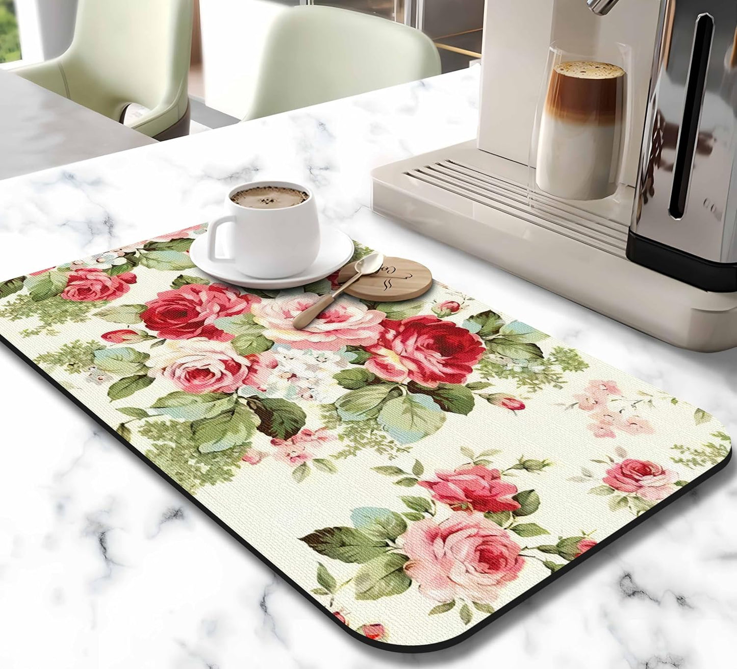 Dish Drying Mat for Kitchen Counter 20x12in Washable Quick Dish Drying Pad Rubber Backed Absorbent Draining Mat Fit Kitchen Counter,Bar,Under Sink,Dishes,Utensils,Dish Rack