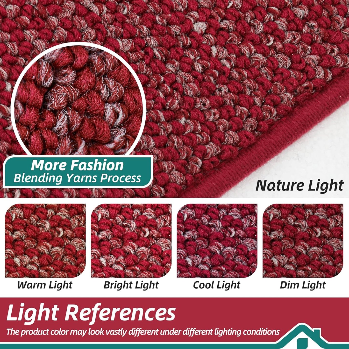 BEQHAUSE Dirt Trapper Door Mat 20" x 32", Non-Slip Washable Doormats Entrance Mat, Dirt Resistant and Absorbent Welcome Mat, Low Profile Floor Mats for Front Back Door and Entryway, Red