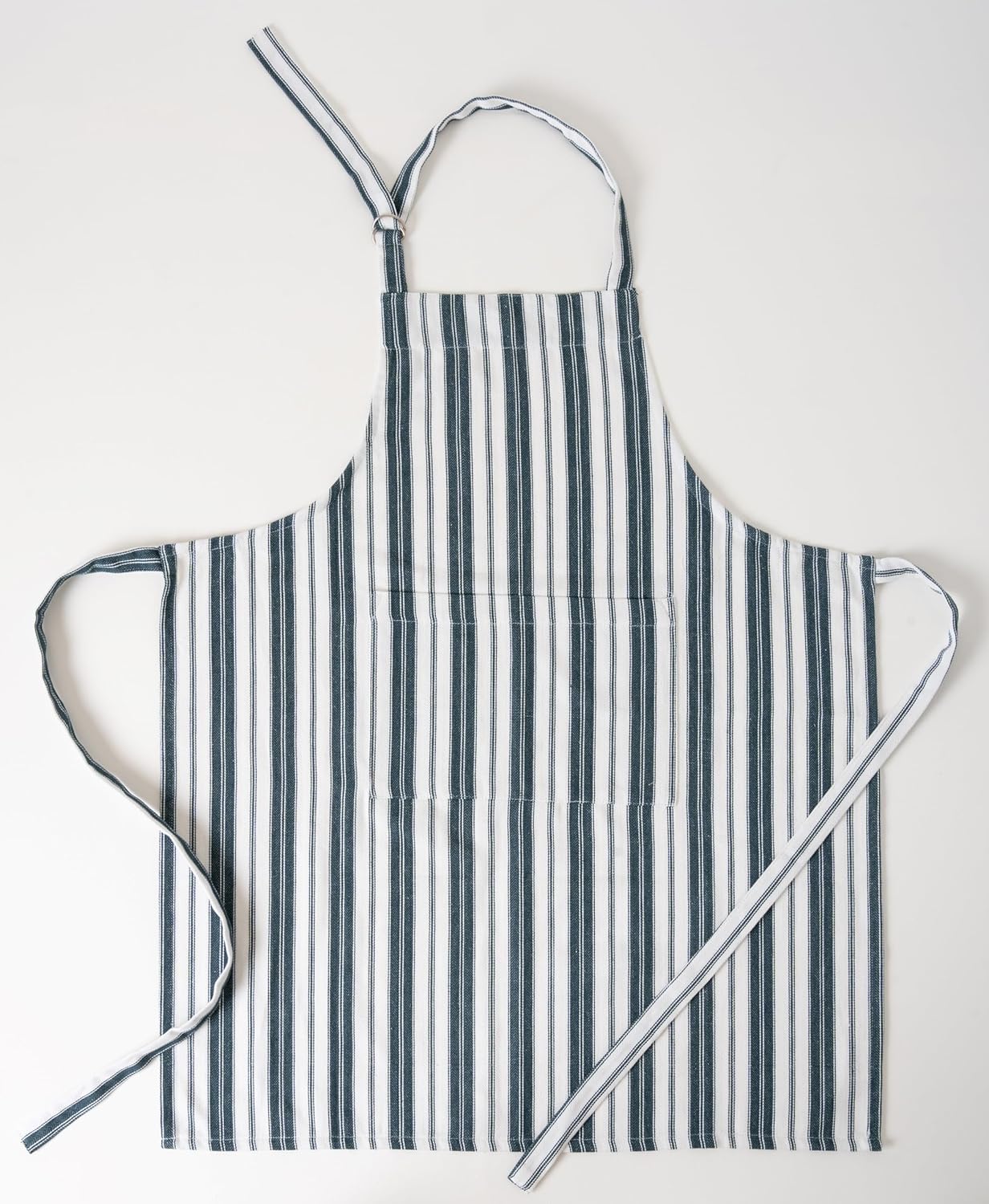 1 Oven Mitt, 1 PotHolder & 1 Kitchen Apron Set - Durable Heat Resistant Gloves - Thick Mittens for Kitchen - Suitable for Cooking, Baking, Grilling – Men & Women – Navy Blue Stripes - Casa De Lan